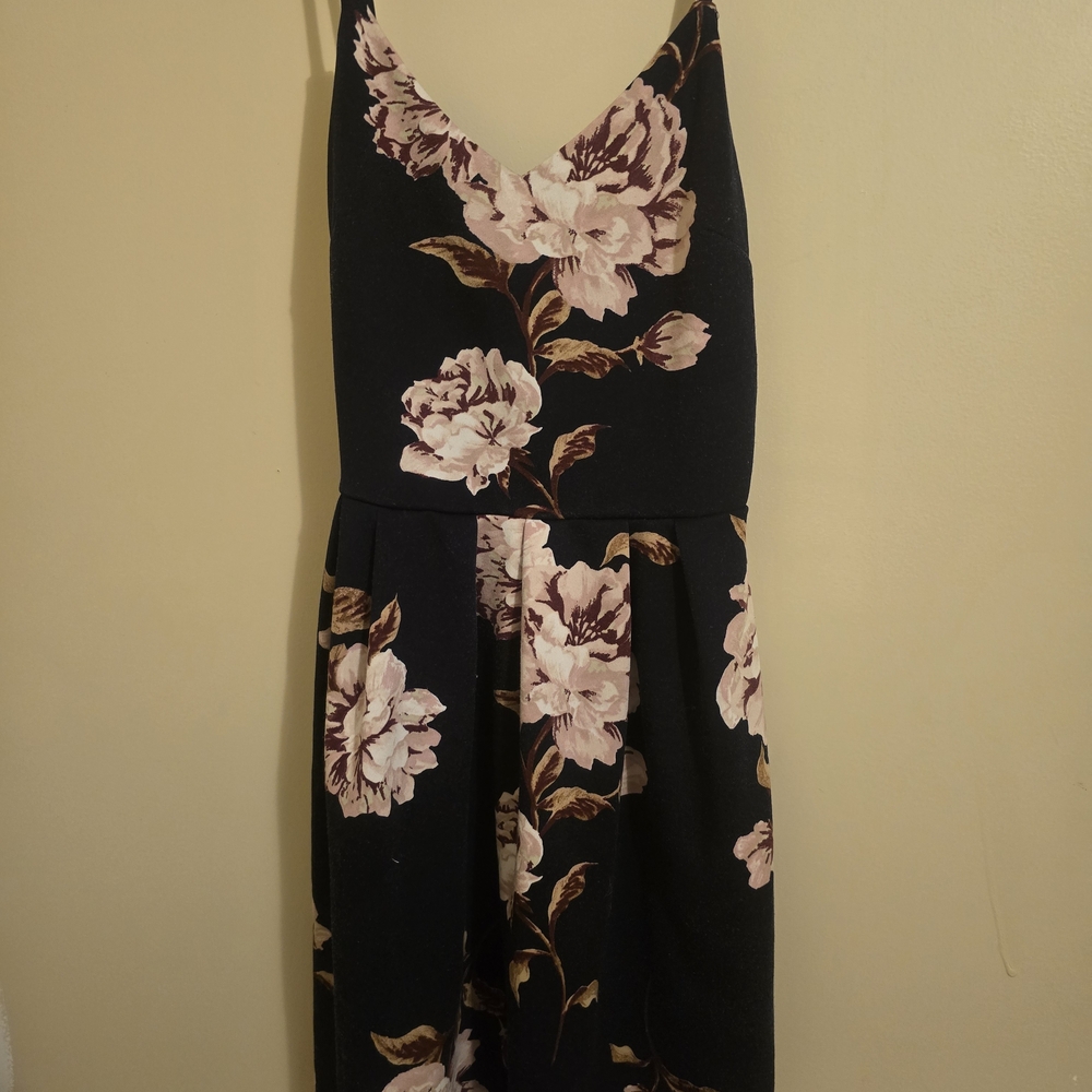 2/15 Monteau Darl Blue Dress with Pink Floral Design -Green